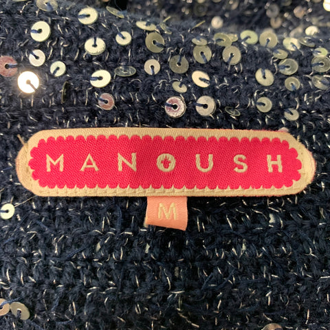 MANOUSH Taille M Veste courte à paillettes en mélange de laine argenté marine