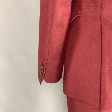 PRADA Size 42 Burgundy Mohair / Wool Peak Lapel Suit