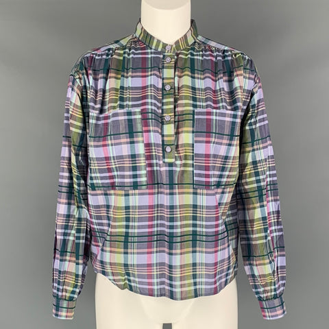 LE MONT ST.MICHEL Size 2 Purple Green Cotton Viscose Madras Casual Top
