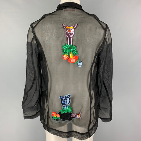 WALTER VAN BEIRENDONCK SS 16 Taille 38 Veste en soie multicolore noire