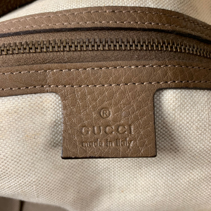 GUCCI Brown Pebble Grain Leather Hobo Handbag
