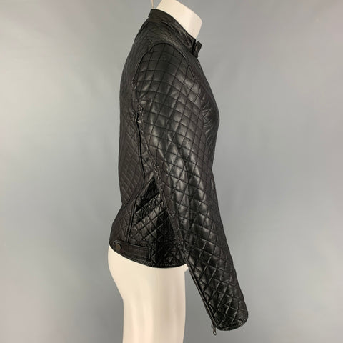 SERGE PARIENTE Size S Black Quilted Biker Jacket