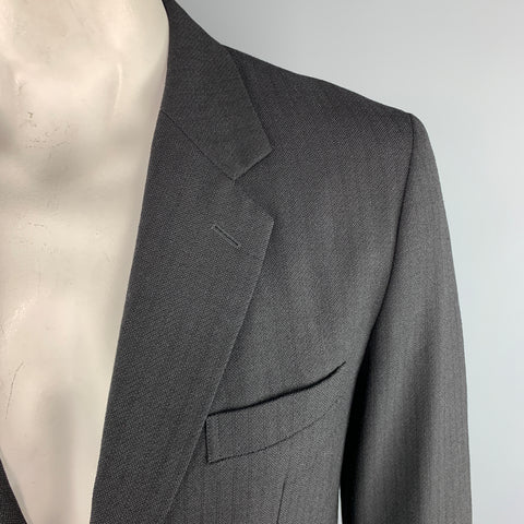 COMME des GARCONS HOMME DEUX Taille XL Stripe Black on Black Wool / Mohair Leather Trim Sport Coat