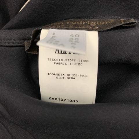 NARCISO RODRIGUEZ Size 4 Black White Silk Stripe A-Line Skirt