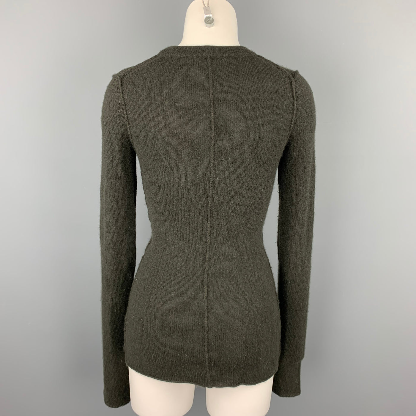 INHABIT Size S Olive Knitted Cashmere Blend Crew-Neck Sweater