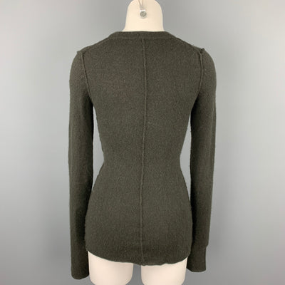 INHABIT Size S Olive Knitted Cashmere Blend Crew-Neck Sweater
