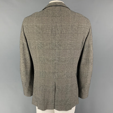JIL SANDER Size M White Black Glenplaid Cashmere Blend Buttoned Coat
