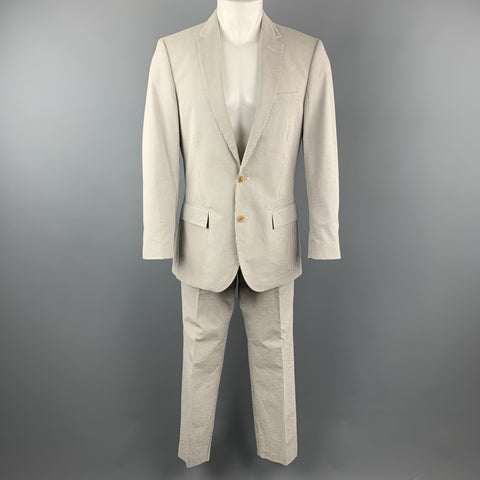 J. CREW 39 Regular Grey & Cream Stripe Seersucker Suit