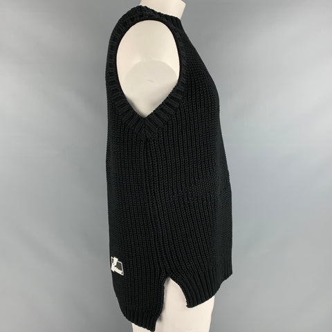WE 11 DONE Size L Black Cotton Chunky Knit Vest