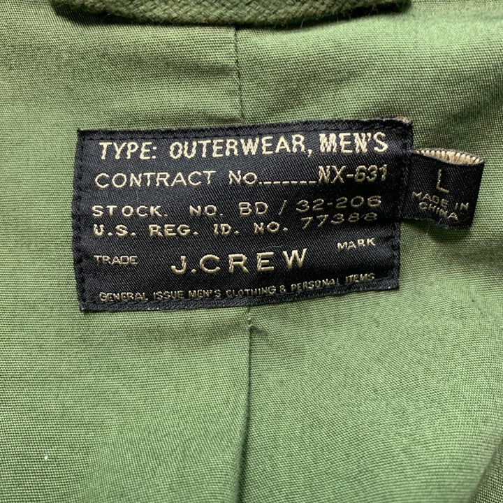 J.CREW Size L Green Cotton Military Jacket