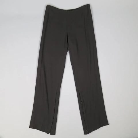 ANN DEMEULEMEESTER Size 8 Black Viscose/Wool Hook Eye Slit Dress Pants ANN DEMEULEMEESTER
