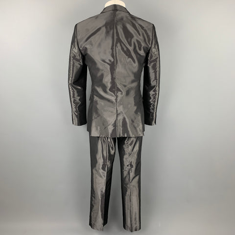 CALVIN KLEIN COLLECTION Size 40 Black Metallic Viscose Blend Notch Lapel Suit