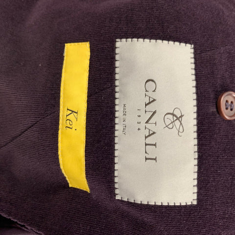 CANALI Size 38 Purple Corduroy Cotton Notch Lapel Suit