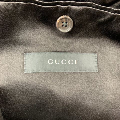 GUCCI Size 38 Regular Black Solid Wool Peak Lapel Sport Coat