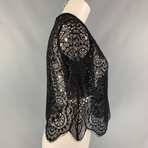 SANDRO Size S Black Lace Cropped  Top