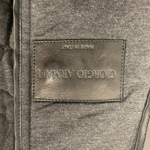 GIORGIO ARMANI Size 46 Black Quilted Leather Zip Up Bomber Jacket