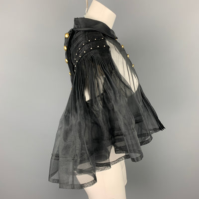 COMME des GARCONS TAO Size M Black Pleated Polyester Cape