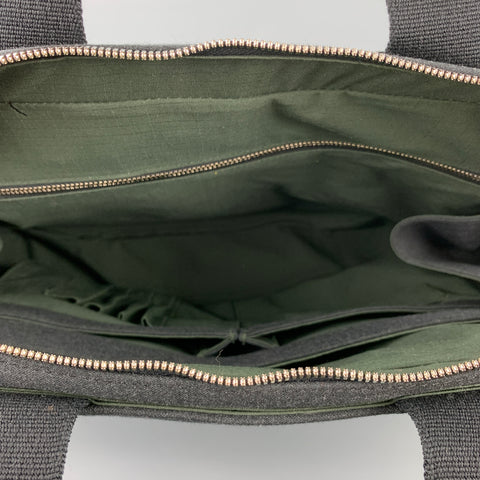 JACK SPADE Charcoal & Black Canvas Leather Trim Laptop Bag