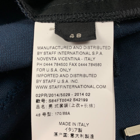 MARC JACOBS Size 38 Blue Wool Mohair Notch Lapel Suit