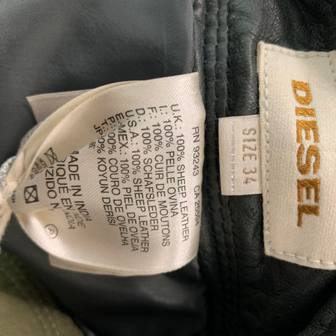 DIESEL Size 34 Green Leather Casual Pants