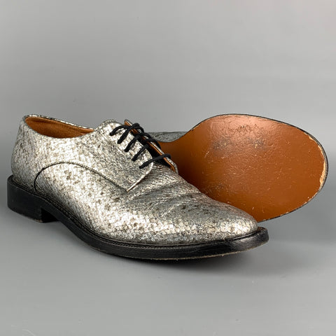 ROBERT CLERGERIE Size 8.5 Silver Leather Metallic Lace Up Shoes
