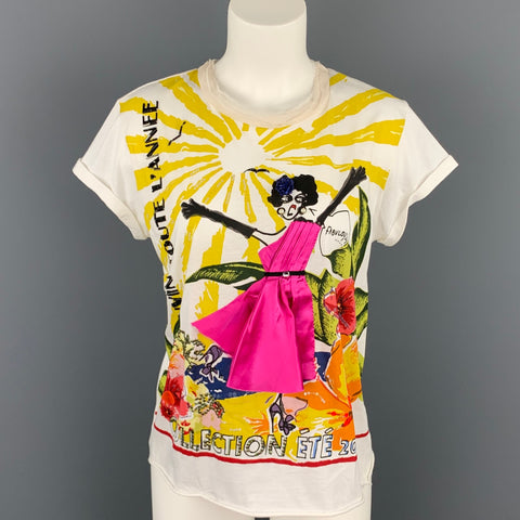 LANVIN Colección 2009 Talla S Camiseta de algodón con lentejuelas multicolor