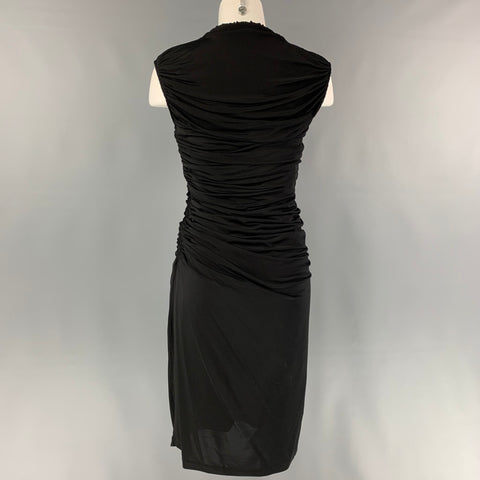 LOUIS VUITTON Talla M Vestido de cóctel hasta la rodilla con pliegues de viscosa negro