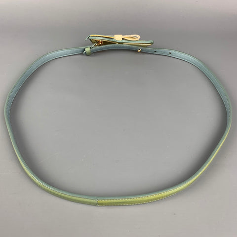 Vintage PRADA Size 34 Green & Yellow Patent Leather Bow Skinny Belt