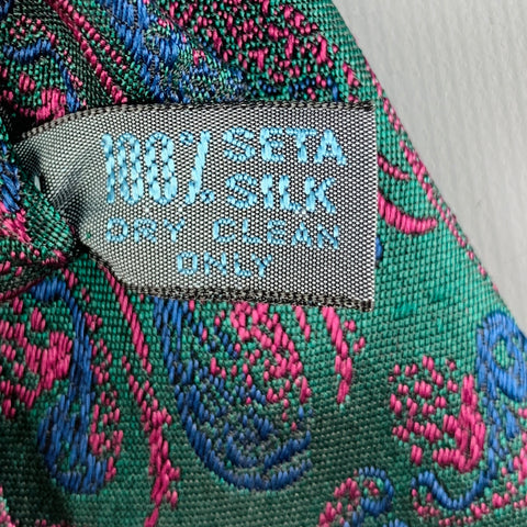 FENDI Cravate en soie Paisley vert violet