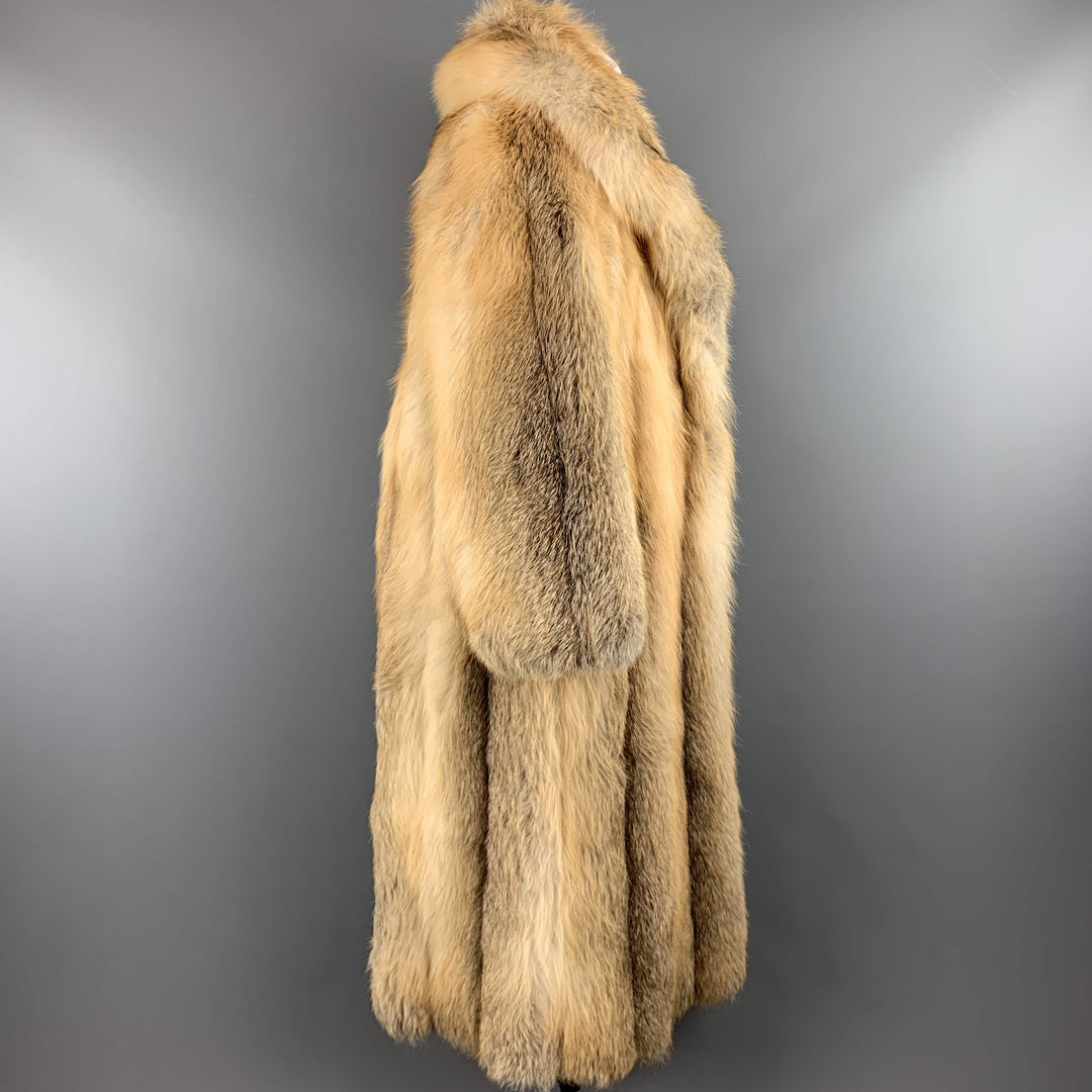 Vintage CUSTOM MADE M Gold Red Fox Fur Long Coat