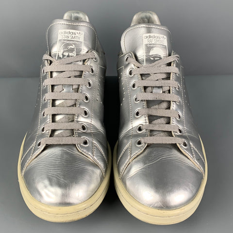 RAF SIMONS x ADIDAS Size 10 Silver Leather Sneakers