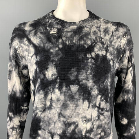 MIHARAYASUHIRO Size L Black & Grey Dyed Cotton Distressed Sweater