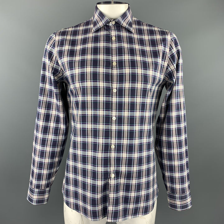 J. LINDEBERG Size L Purple Plaid Cotton Button Up Long Sleeve Shirt