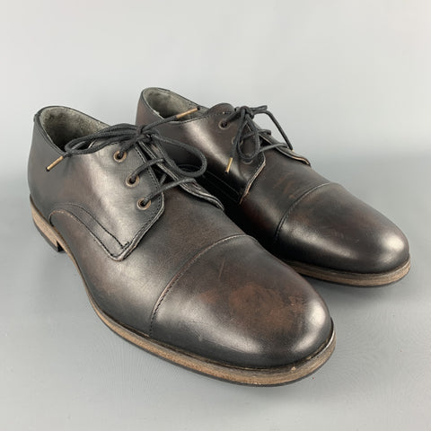 KSUBI Size 11 Brown Antique Leather Lace Up Cap Toe Shoe
