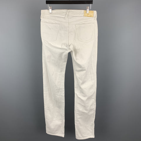 45rpm Size 32 x 36 Cream Solid Cotton Selvedge Denim Button Fly Jeans