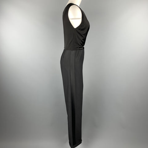 GIORGIO ARMANI Taille 8 Combinaison de smoking à jambes larges et haut drapé noir
