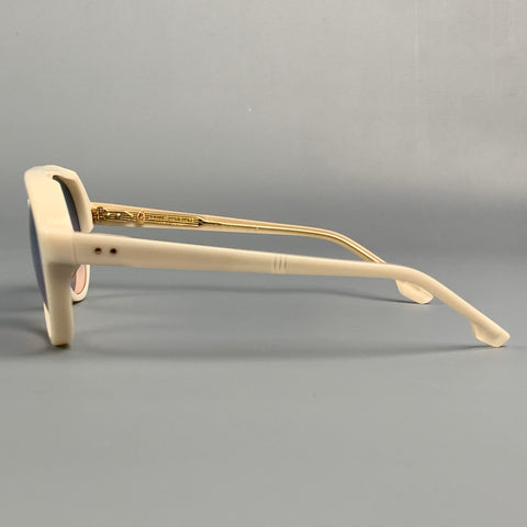 JACQUES MARIE MAGE Cream & Gold Acetate Aviator Sunglasses
