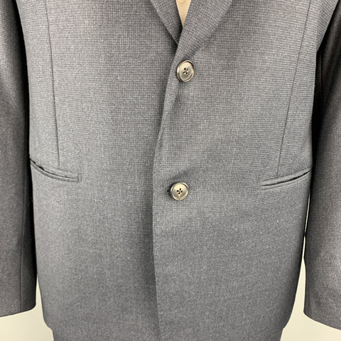 BELVEST Size 44 Navy Plaid Wool Notch Lape Suit