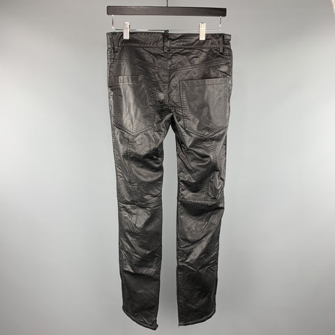 DSQUARED2 Size 30 Black Pleather Biker Casual Pants