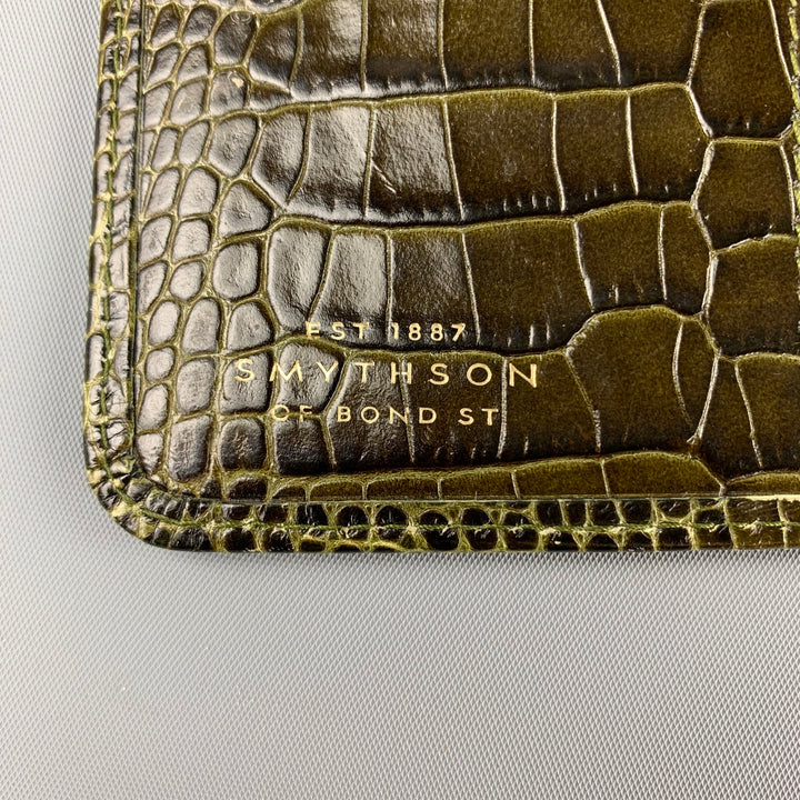 SMYTHSON OF BOND ST. Olive Embossed Leather iPad Case