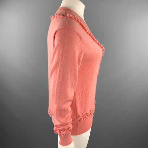 BARRIE Size XL Salmon Pink Knitted Cashmere Sweater