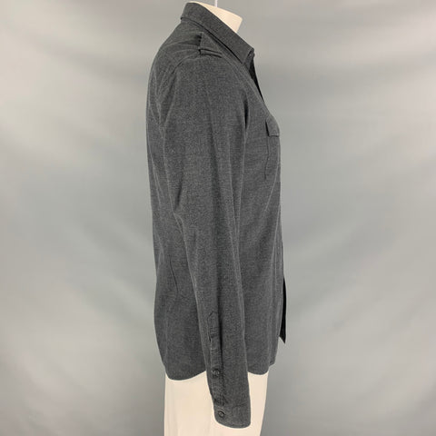 BURBERRY PRORSUM Automne 2010 L Chemise à manches longues boutonnée en coton gris