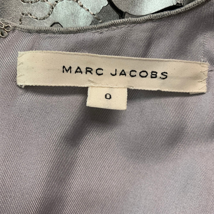 MARC JACOBS Talla 0 Top de vestir sin mangas con corte de cuero gris plateado