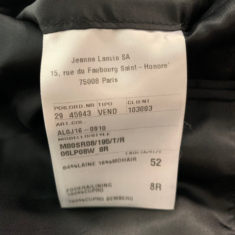 LANVIN Taille 42 Manteau de sport à revers en laine unie noire Mohair