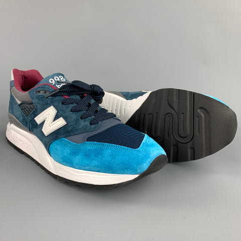 NEW BALANCE 998 Size 10.5 Blue Suede Color Block Sneakers