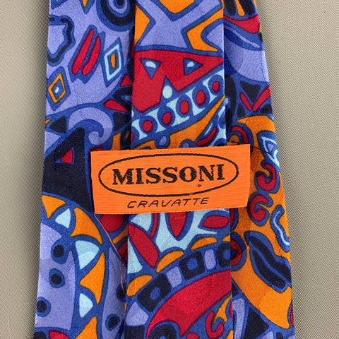 MISSONI Multi-Color Abstract Print Silk Tie