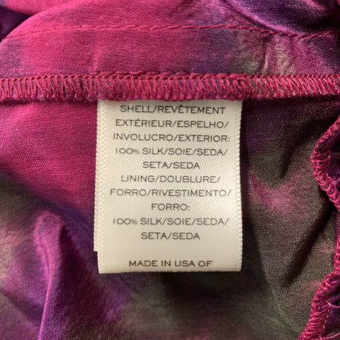 MARC JACOBS Size 12 Purple Pink Silk Print Flared Blouse