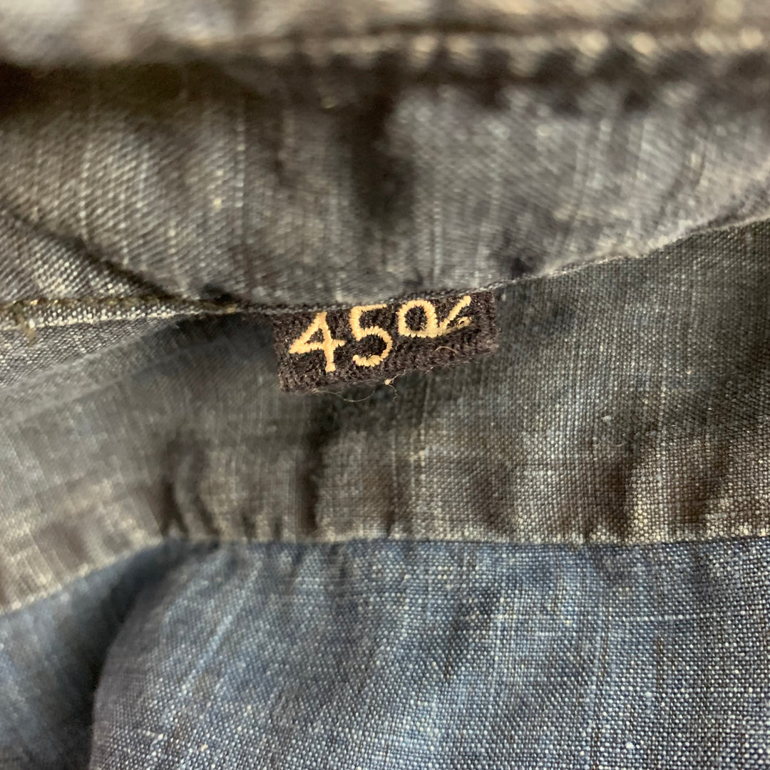 45rpm Size L Indigo Linen Button Up Long Sleeve Shirt