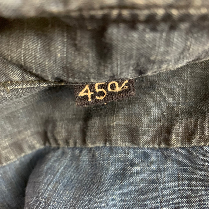 45rpm Size L Indigo Linen Button Up Long Sleeve Shirt