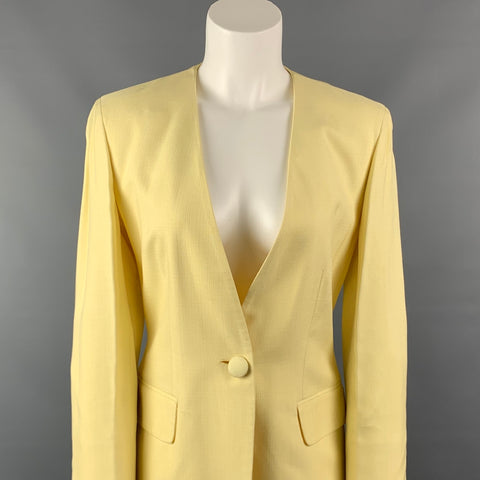 Vintage MOSCHINO COUTURE Size 8 Yellow Acetate Blend Jacket